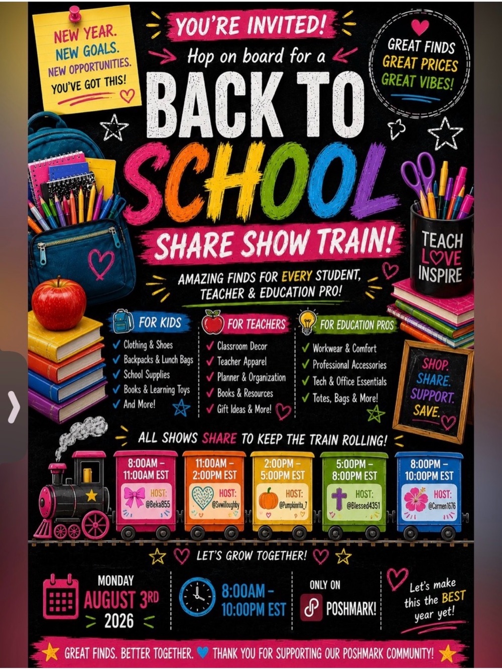 8/3/26 BACK TO SCHOOL SHARE SHOW TRAIN 11am EST